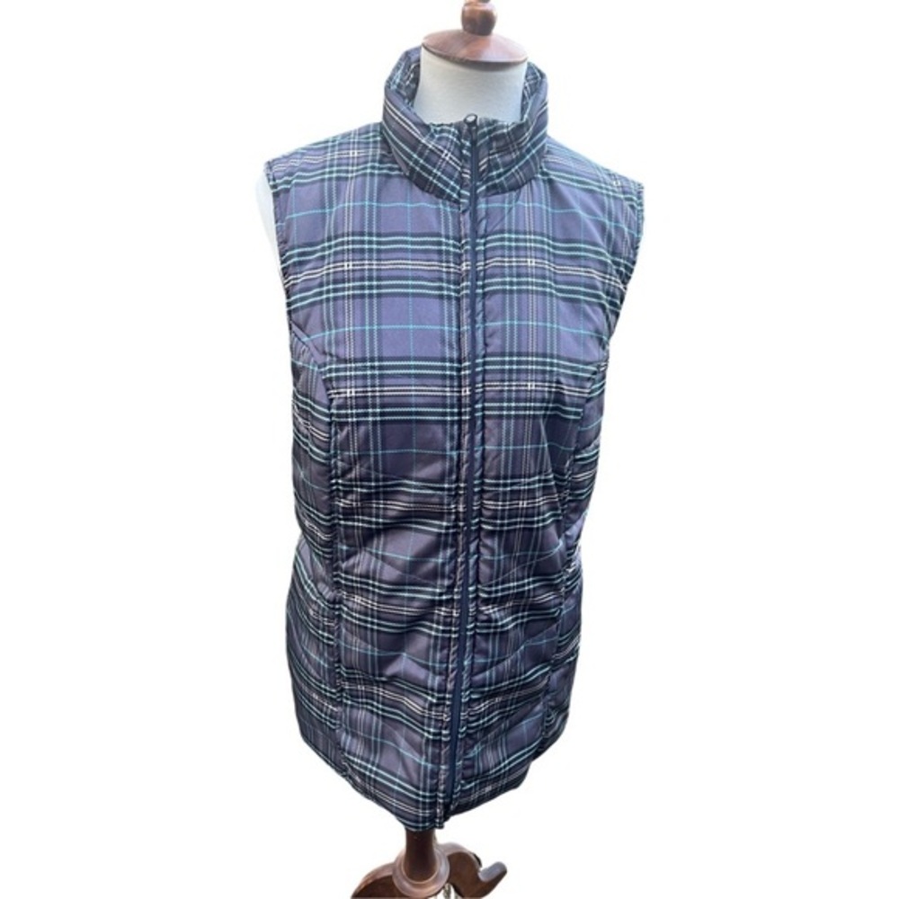 Kim Rogers Plaid Sleeveless Puffer Vest